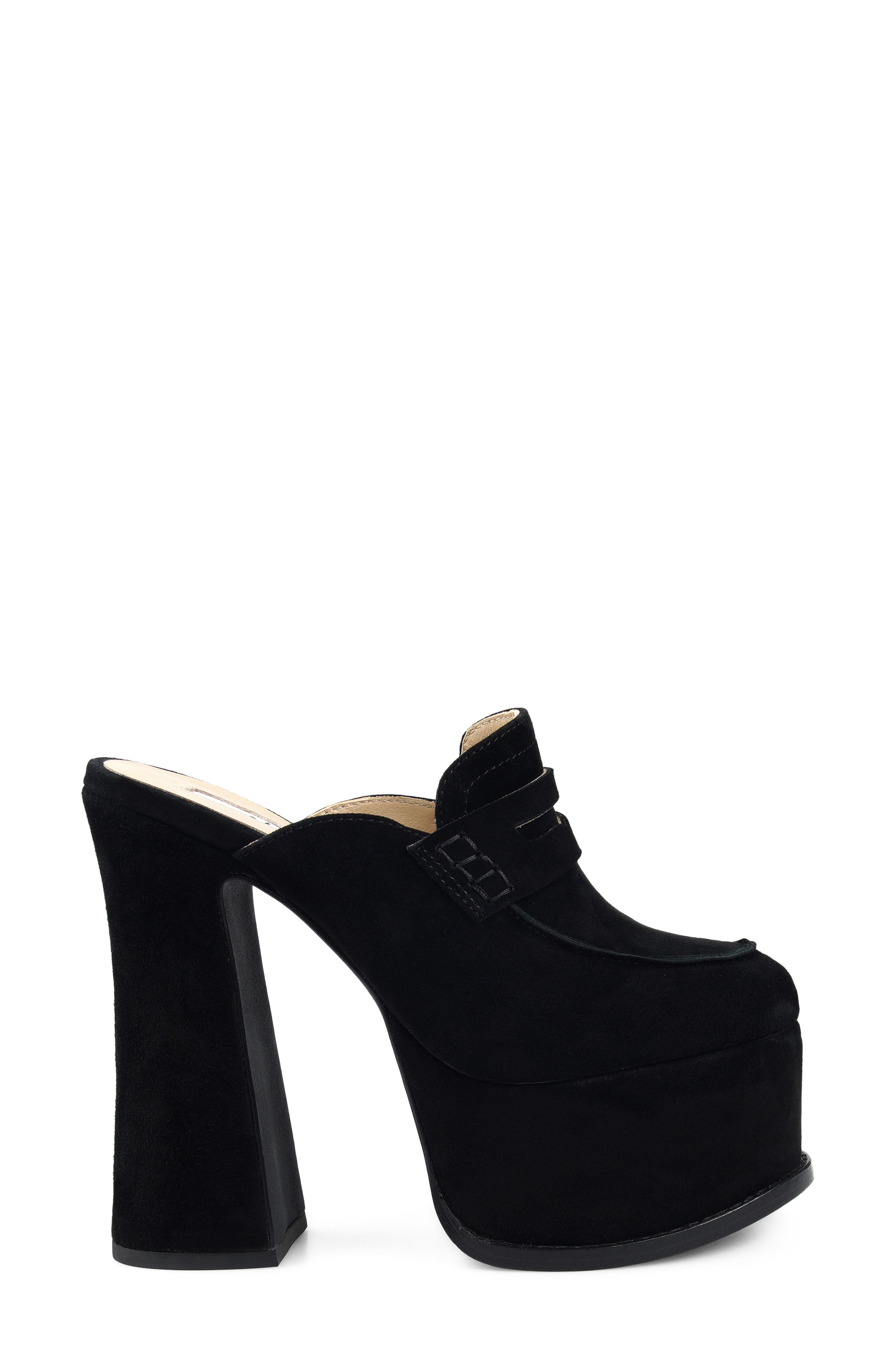 Harlen Platform Penny Loafer Mule, Alternate, color, BLACK SUEDE