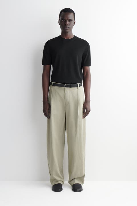 Cotton-linen Relaxed-fit Barrel-leg Pants
