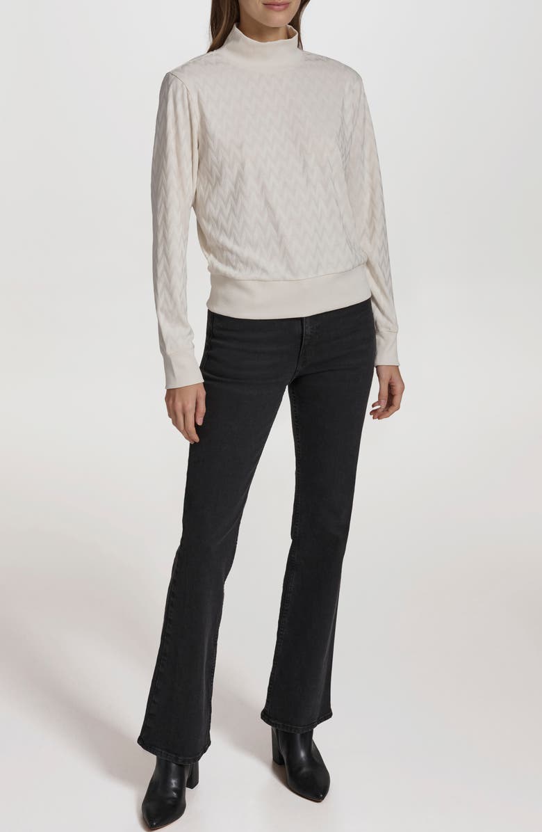 Andrew Marc Sport Chevron Jacquard Long Sleeve Top, Alternate, color, 
