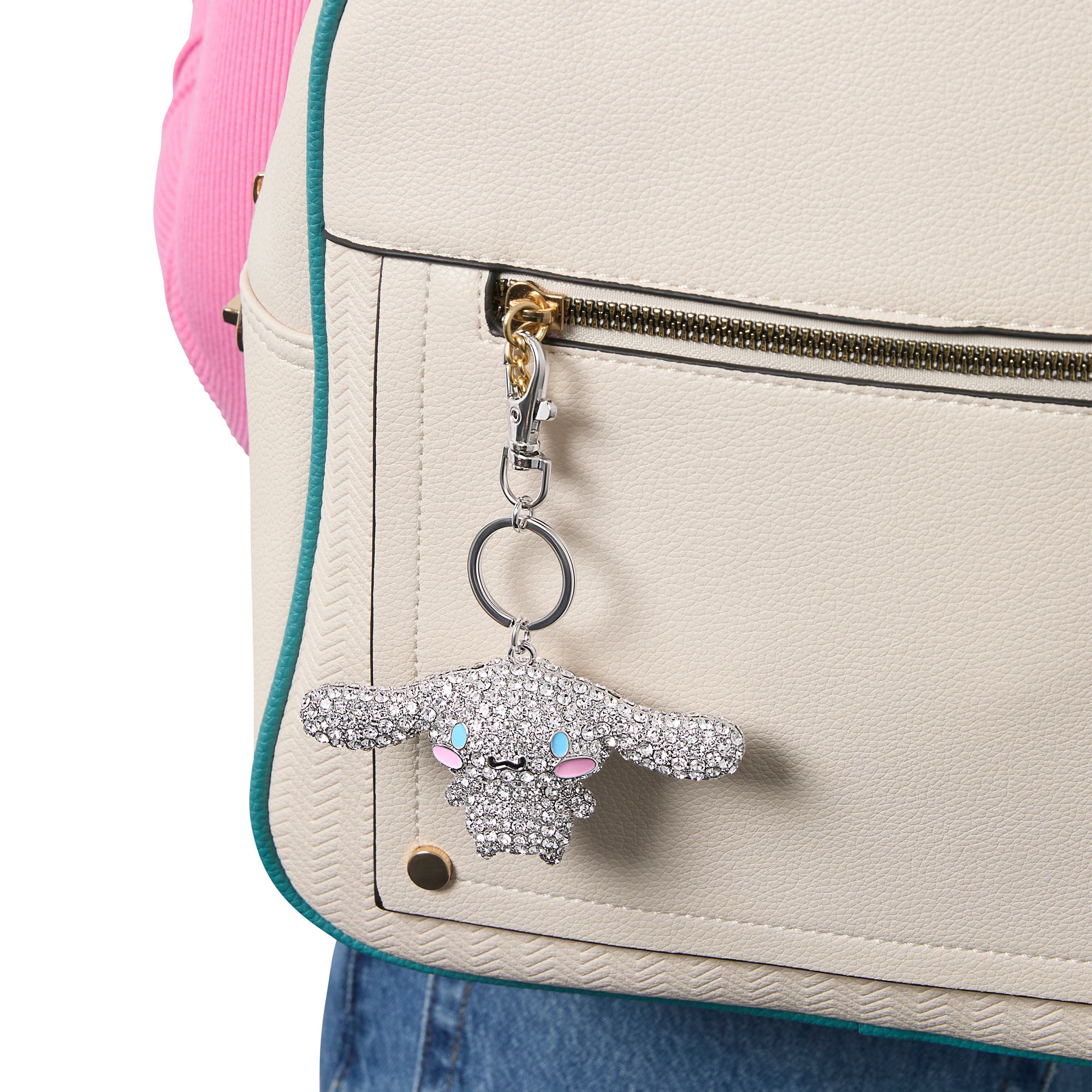 Hello Kitty Cinnamoroll Crystal-Embellished Keychain Travel Bag Charm, Alternate, color, Silver