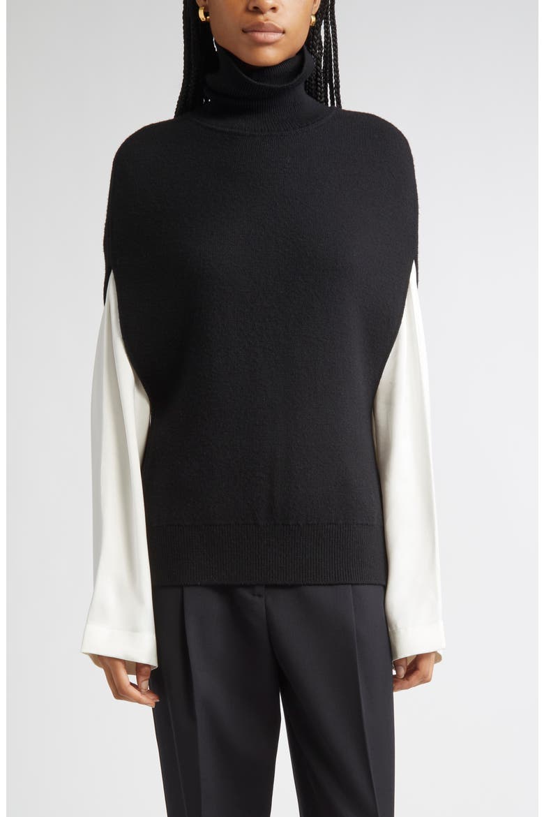 Wool Double Knit Vest, Main, color, BLACK