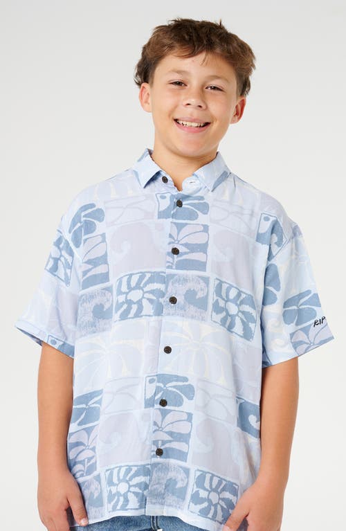 Rip Curl Kids' Artist Of The Search Ty Williams Asdf Short Sleeve Button-up Shirt In Blue