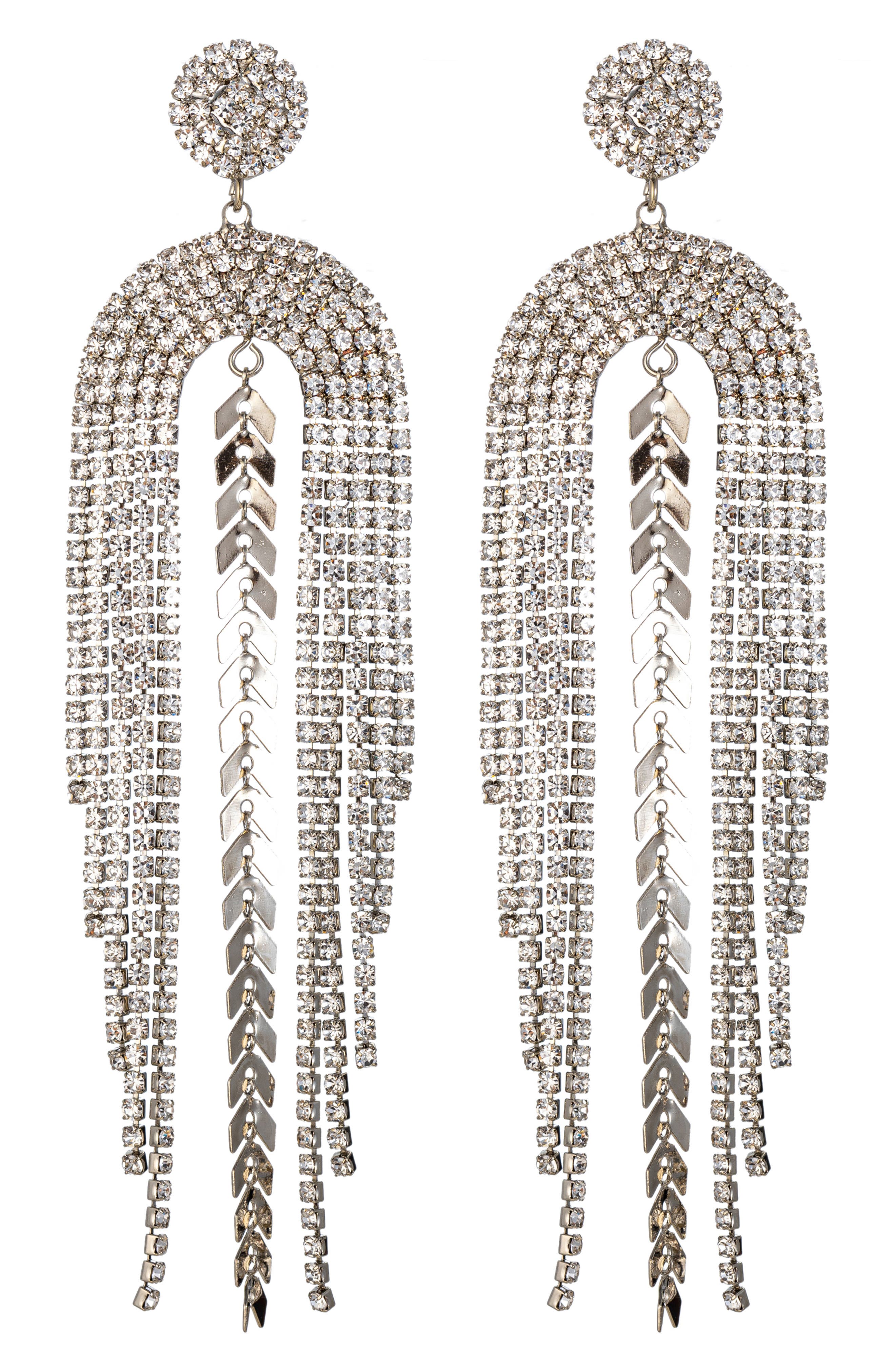 EYE CANDY LOS ANGELES Piper Crystal Fringe Statement Earrings