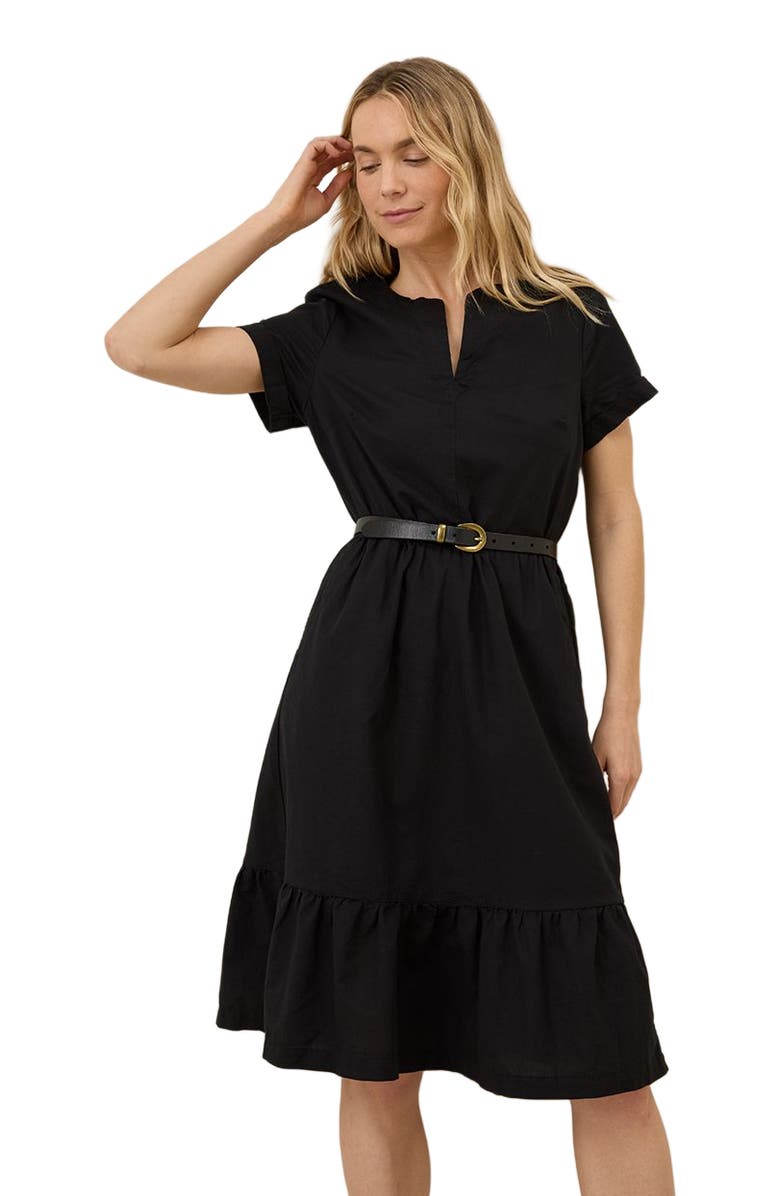 Pact Canopy Linen Notch Neck Dress Made with Organic Cotton, Alternate, color, Black