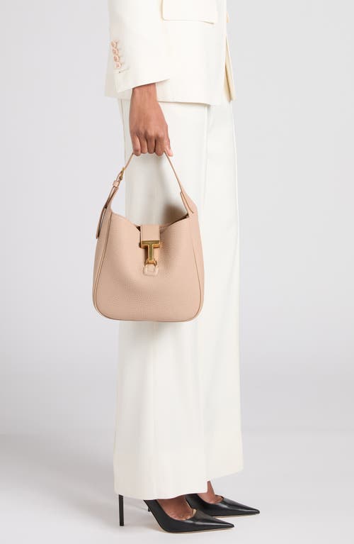 Tom Ford Small Monarch Leather Hobo Bag In Sand