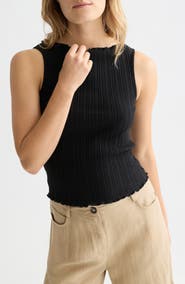 Scotch & Soda Boat Neck Cotton Rib Tank