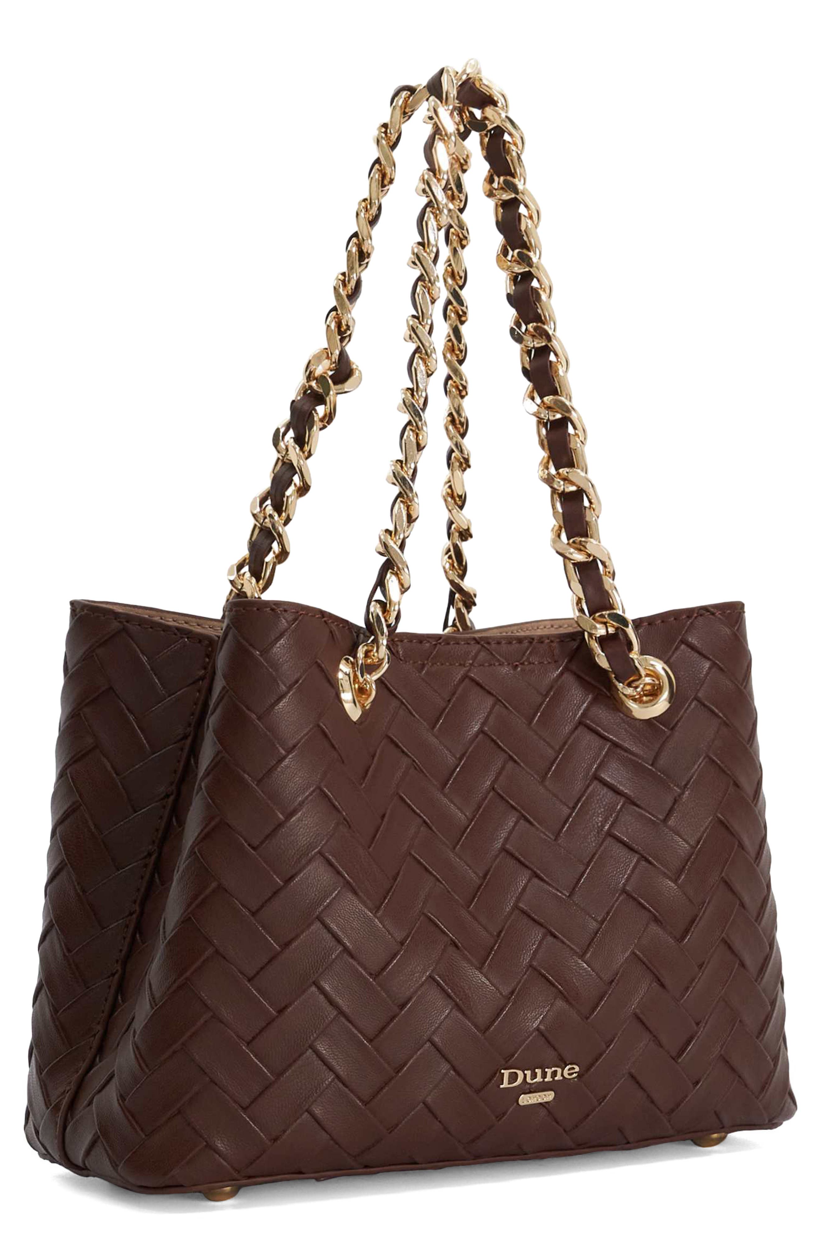 Dinidiemz Woven Faux Leather Tote, Alternate, color, BROWN