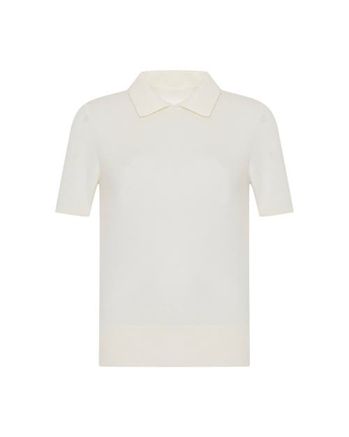 Theo The Label Nomia Short Sleeve Polo Tee In Ivory