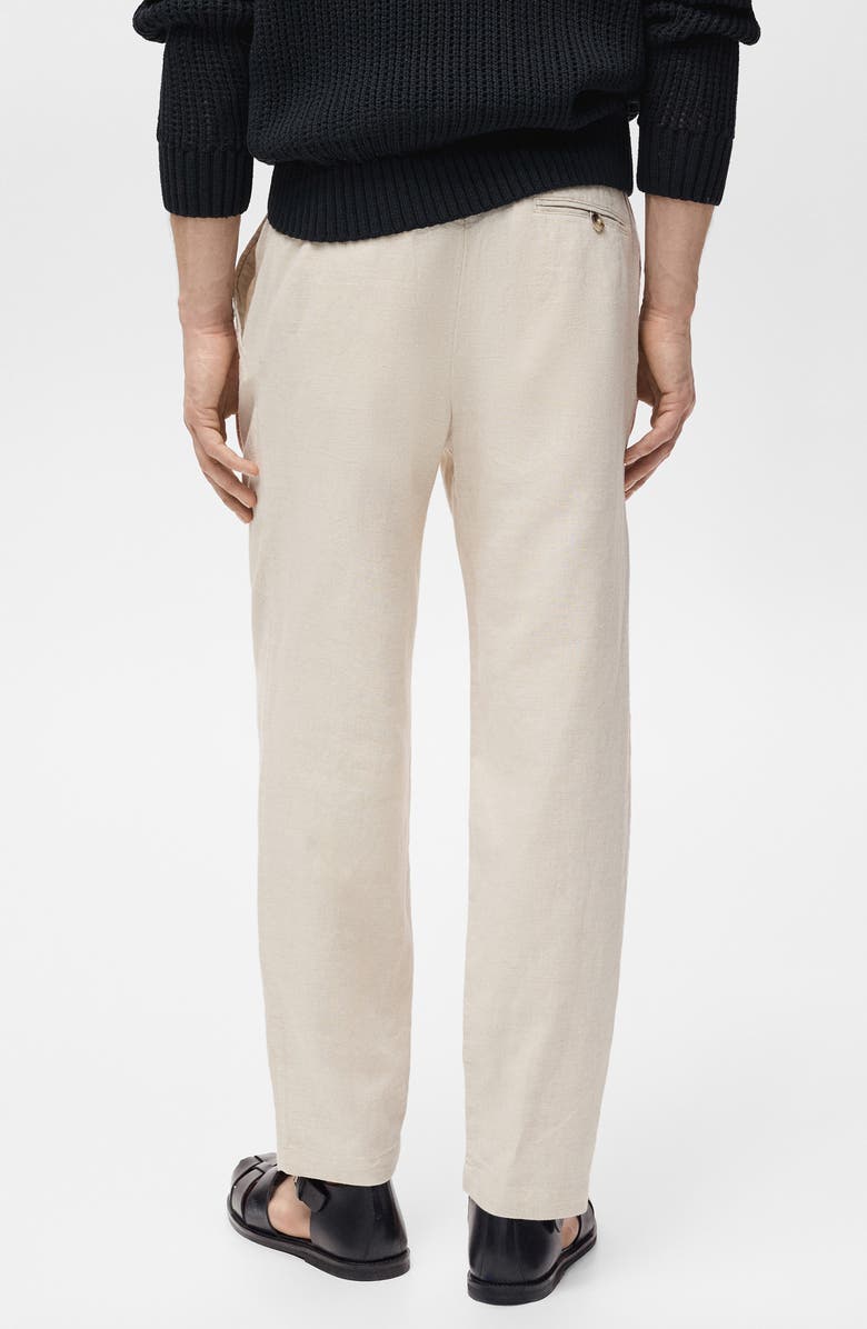 MANGO Slim Fit Linen & Cotton Drawstring Pants, Alternate, color, Ecru