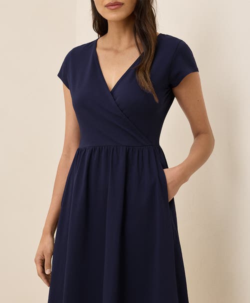 Pact Organic Cotton Fit & Flare Crossover Dress In Eclipse