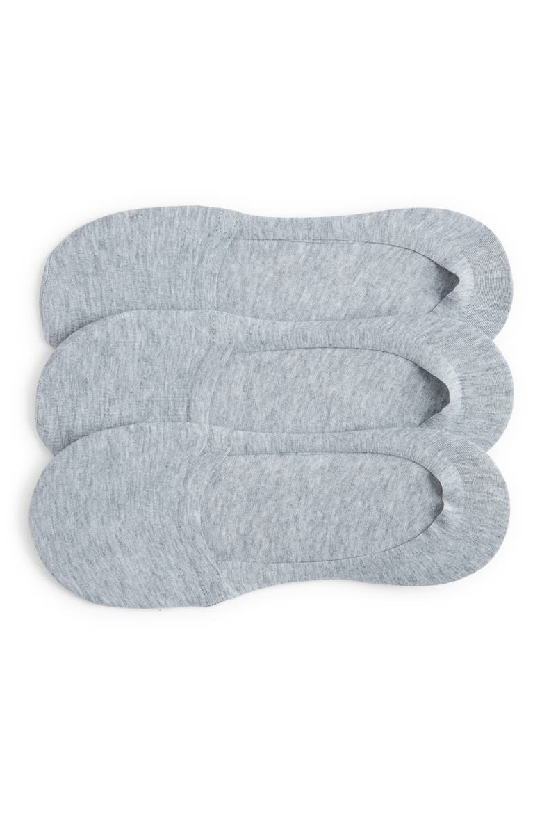 3-Pack Cotton Blend No-Show Socks, Main, color, GREY HEATHER