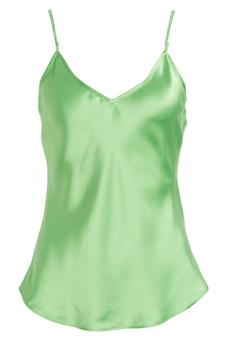 V-Neck Silk Camisole, Alternate, color, BRIGHT PERIDOT