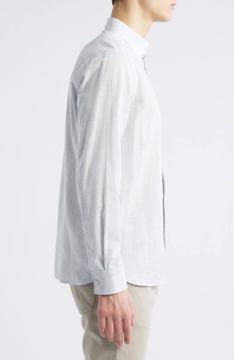 Johnston & Murphy Slub Button-Up Shirt, Alternate, color, Blue