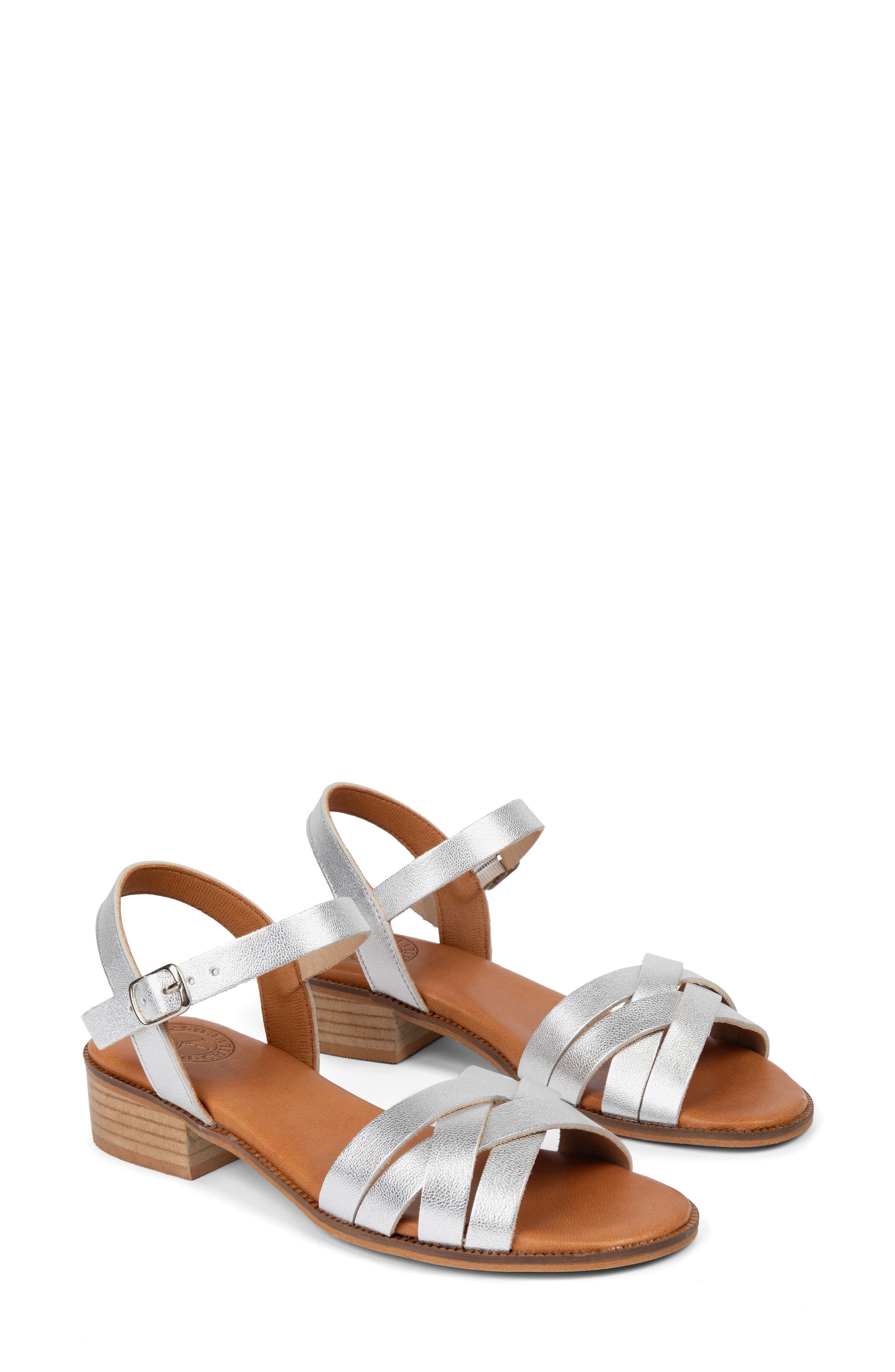 Penelope Chilvers Shepherdess Ankle Strap Sandal, Main, color, Silver