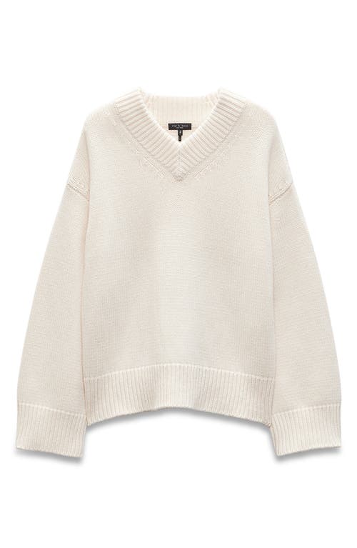 Rag & Bone Danica V Neck Pullover Ivory In Ivory