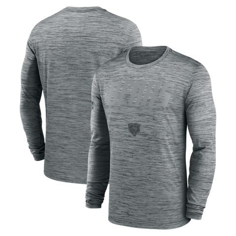 Men's Nike Gray Chicago Bears Sideline Offensive Transition Velocity Dri-FIT Long Sleeve T-Shirt