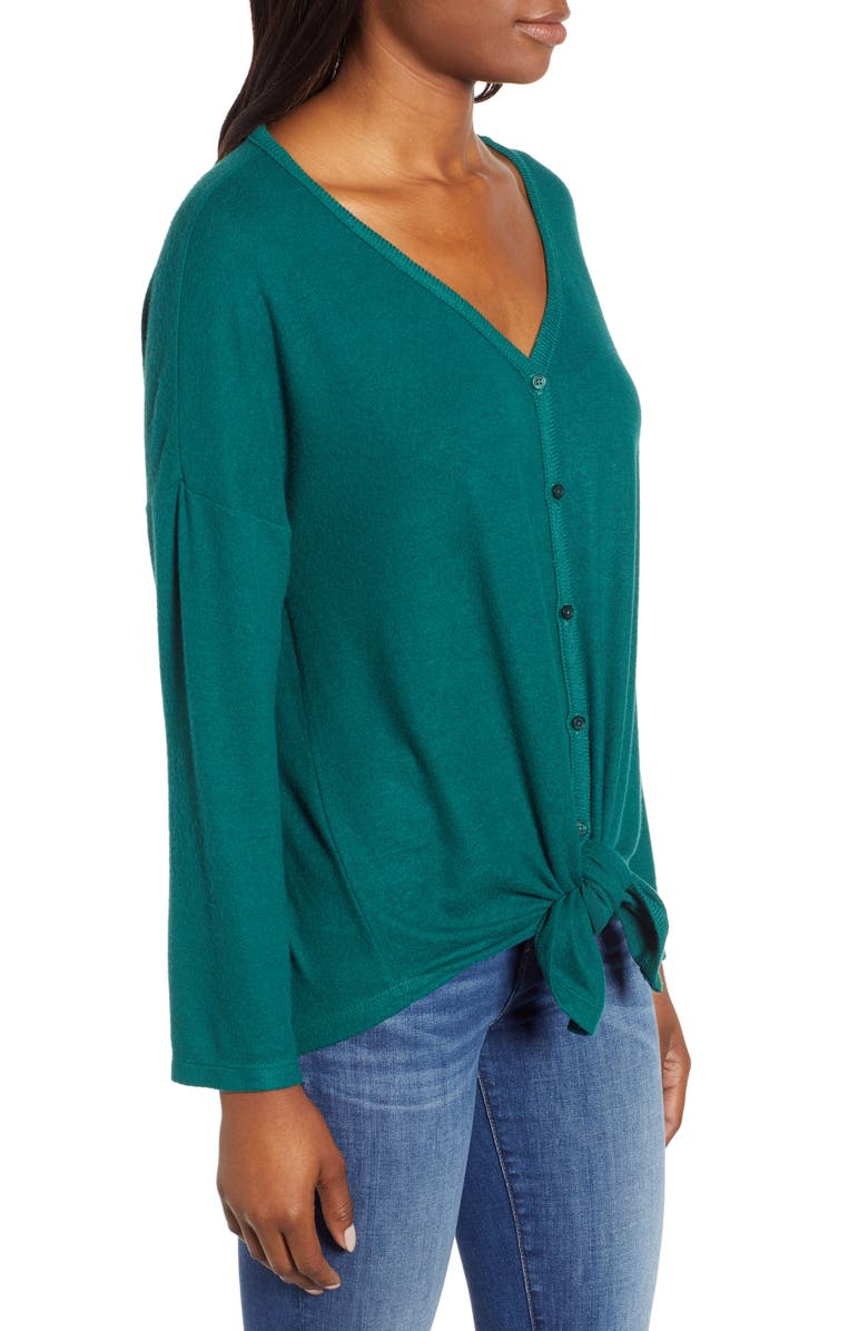 Caslon<sup>®</sup> Tie Front Cozy Knit Shirt, Alternate, color, 