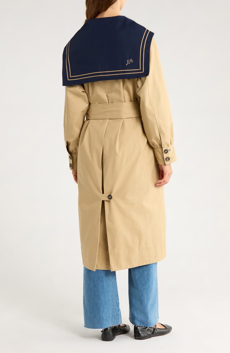 Damson Madder Ella Organic Cotton Trench Coat, Alternate, color, Navy/ Tan