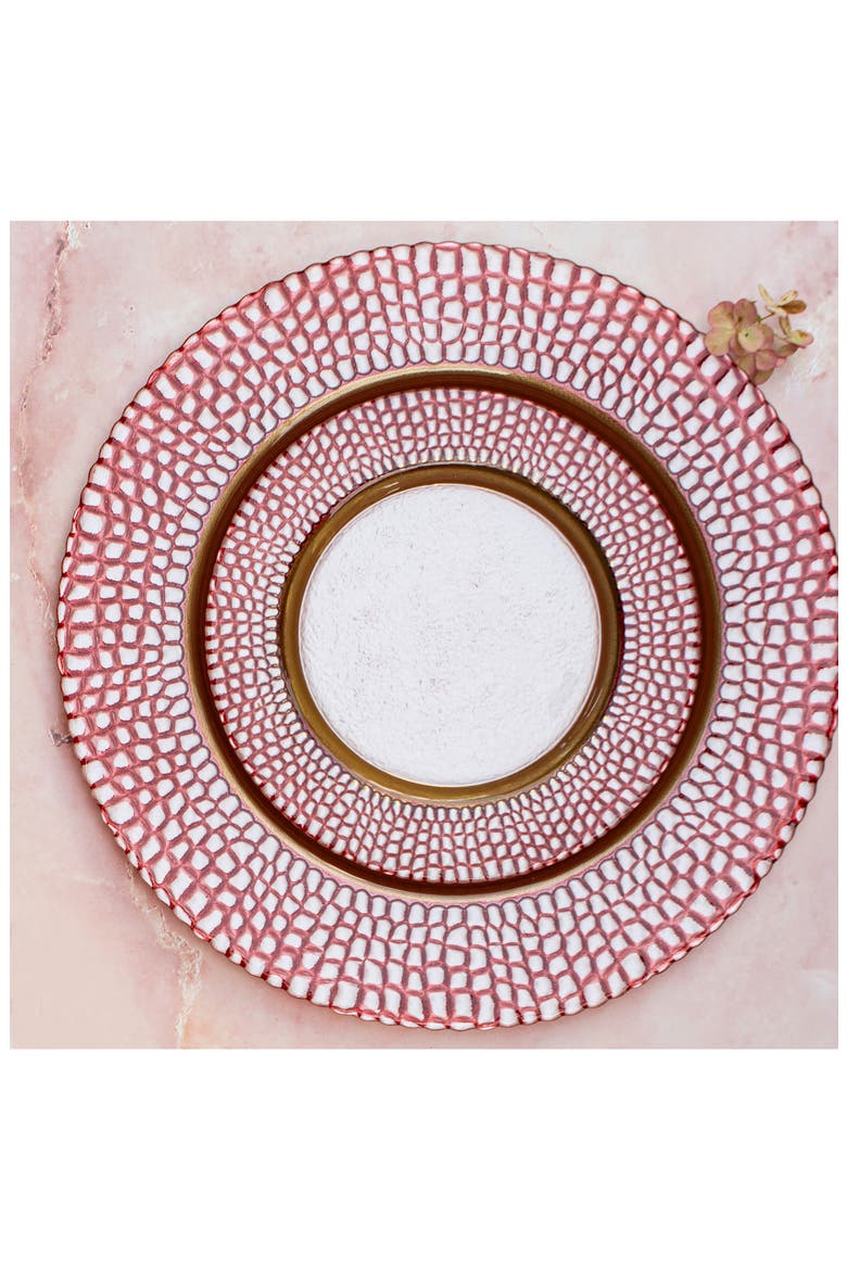 Pelli Glass Pink Charger, Alternate, color, PINK