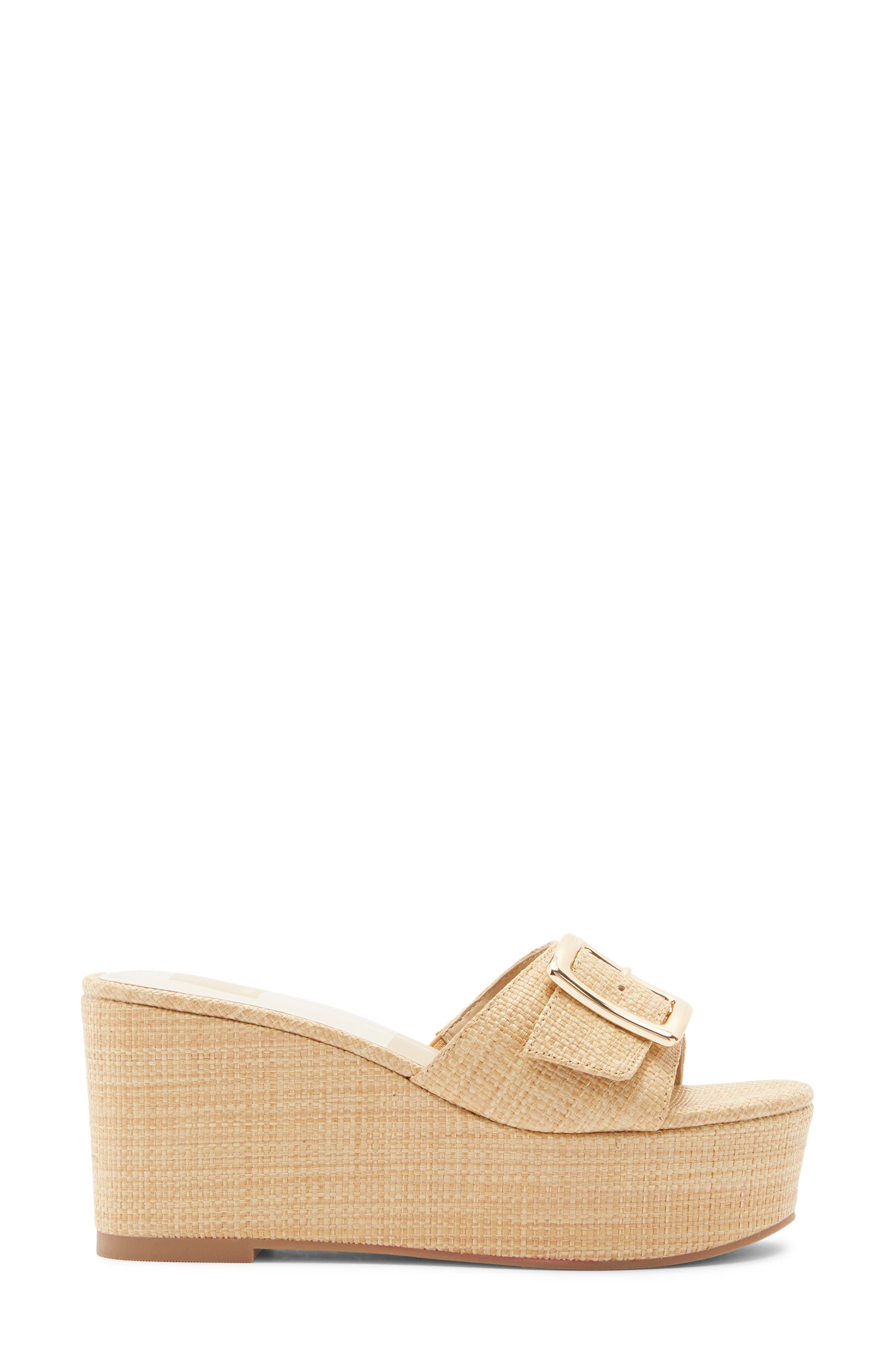 Talbot Wedge Slide Sandal, Alternate, color, NATURAL RAFFIA