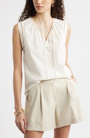 Nordstrom Lace Inset Tie Front Top