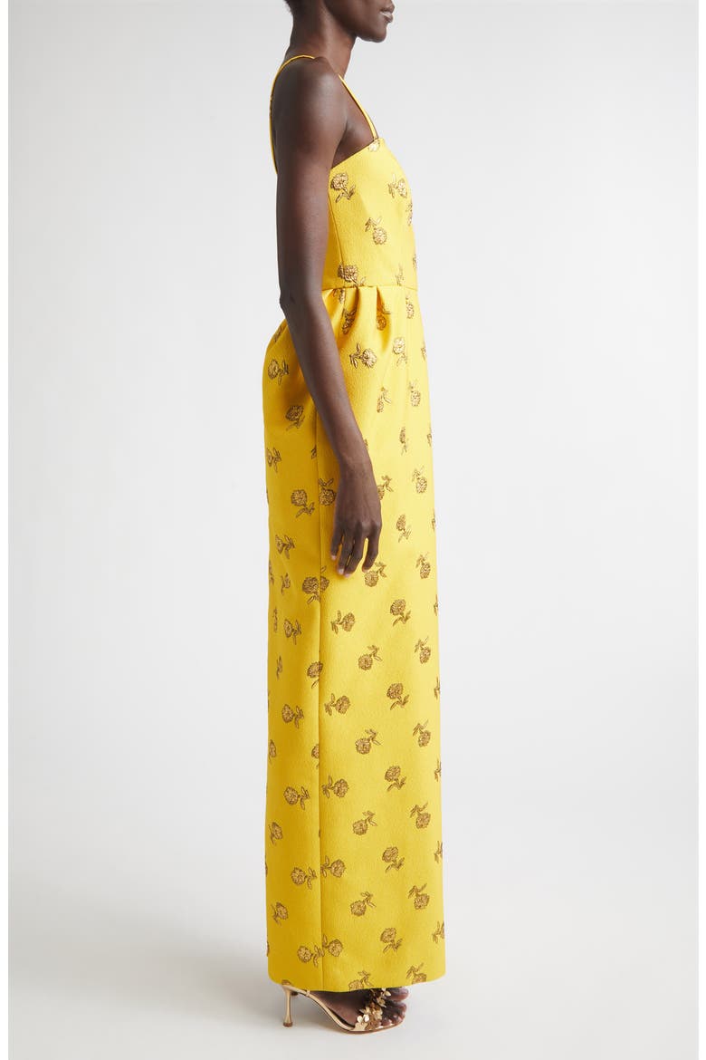Carnation Jacquard Bell Gown, Alternate, color, SAFFRON MULTI
