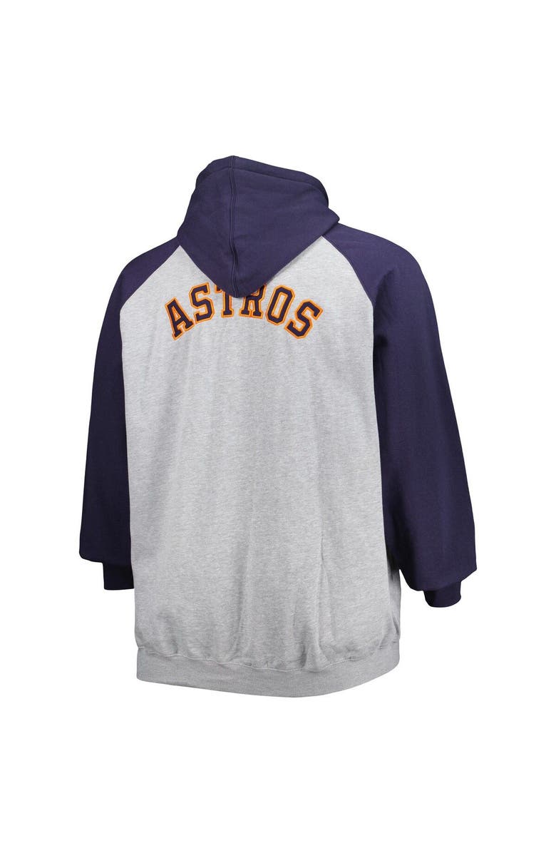 PROFILE Men's Heathered Gray/Navy Houston Astros Big & Tall Raglan Full-Zip Hoodie, Alternate, color, Heather Gray