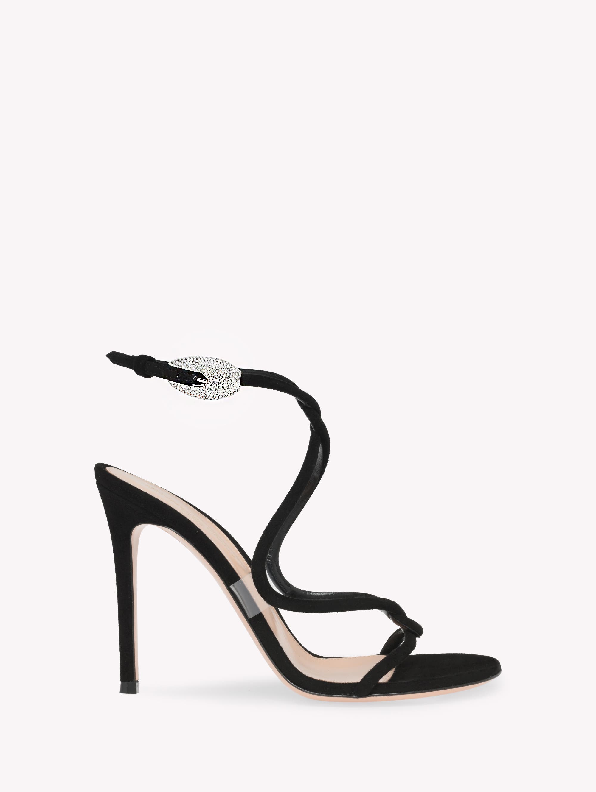 Gianvito Rossi Mamba Crystal Sandal, Main, color, Black Suede