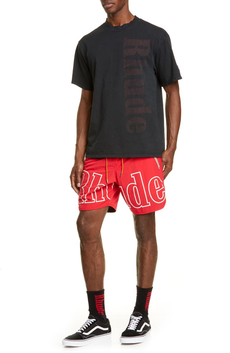 Rhude Vertical Print Logo T-Shirt, Alternate, color, 