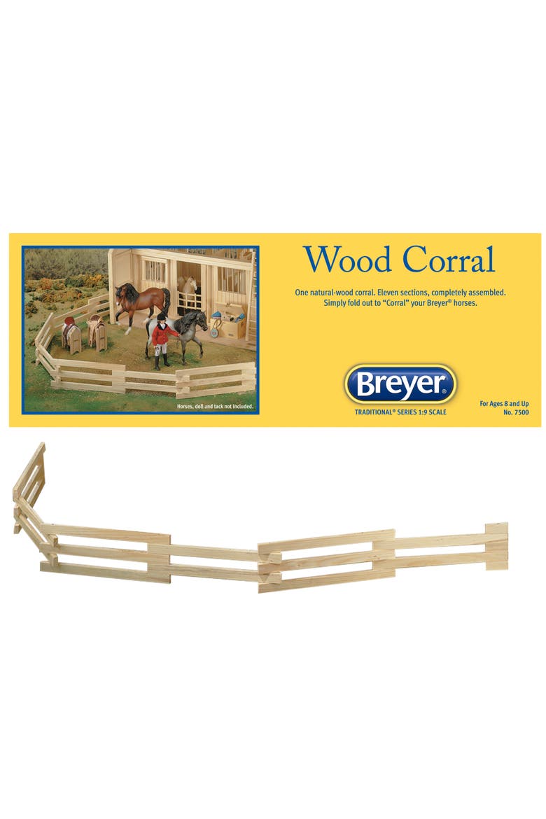 Horses Traditional Wood Corral Fencing Accessory Toy, Alternate, color, Off-White