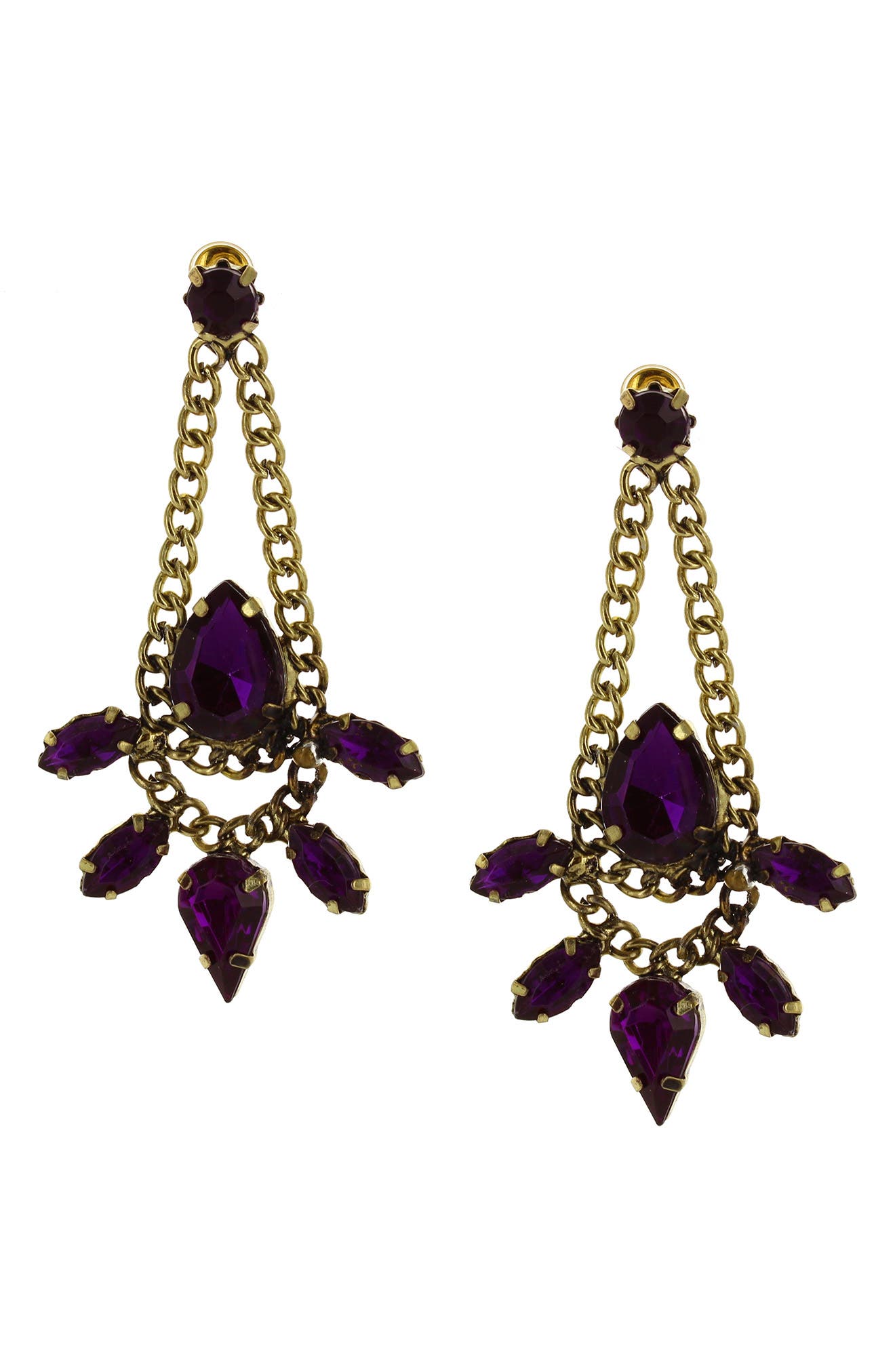 OLIVIA WELLES Marquise Resin Crystal Chain Drop Earrings