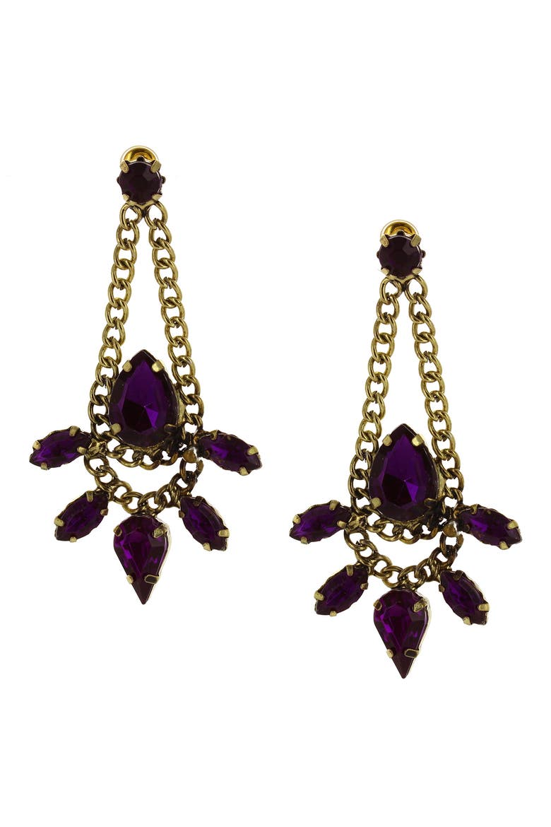 Marquise Resin Crystal Chain Drop Earrings, Main, color, GOLD