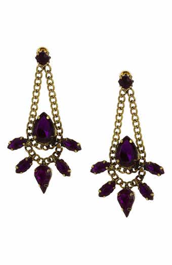 OLIVIA WELLES Marquise Resin Crystal Chain Drop Earrings