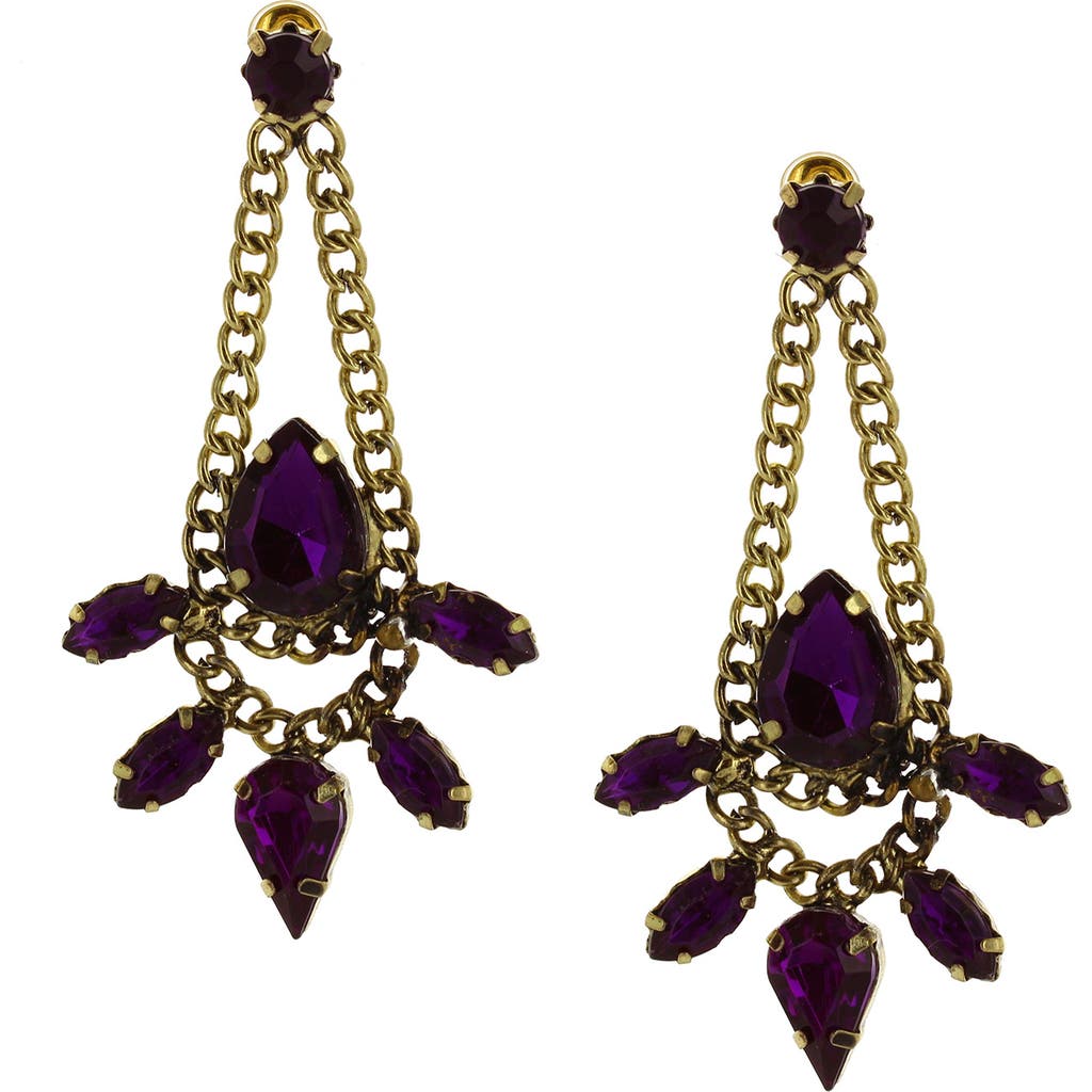 Olivia Welles Marquise Resin Crystal Chain Drop Earrings In Black
