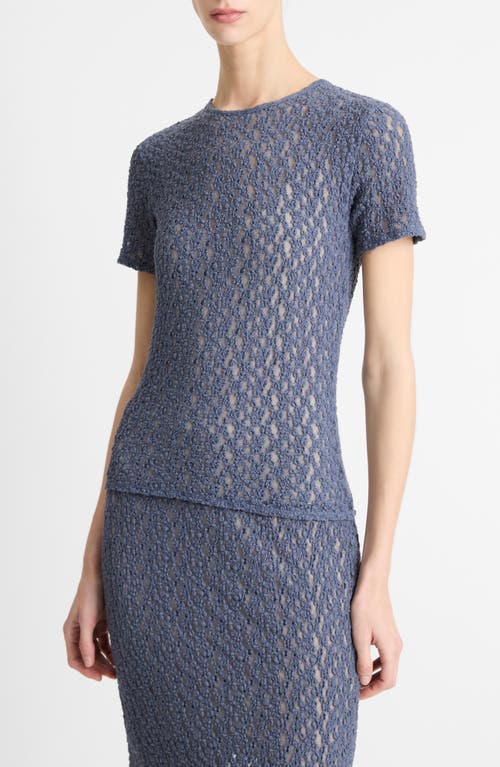 Vince Short-sleeve Floral Smocked Top In Mauve Thistle