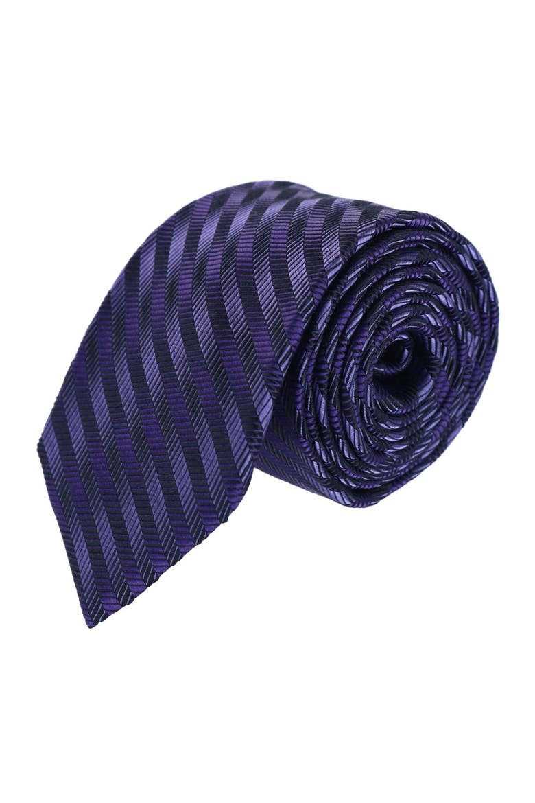 Nathanial Regal Patterned Diagonal Line Silk Business Necktie, Main, color, Purple