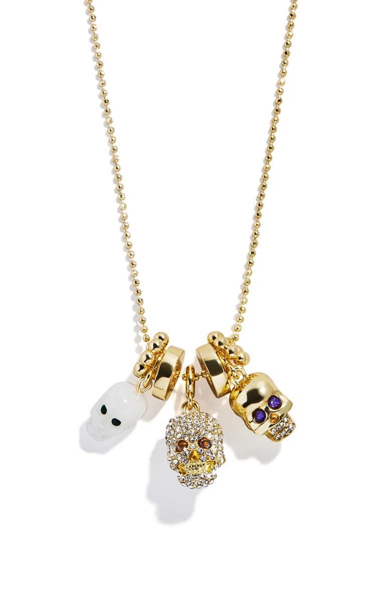 BaubleBar Sparkling Skull Charm Necklace, Main, color, 