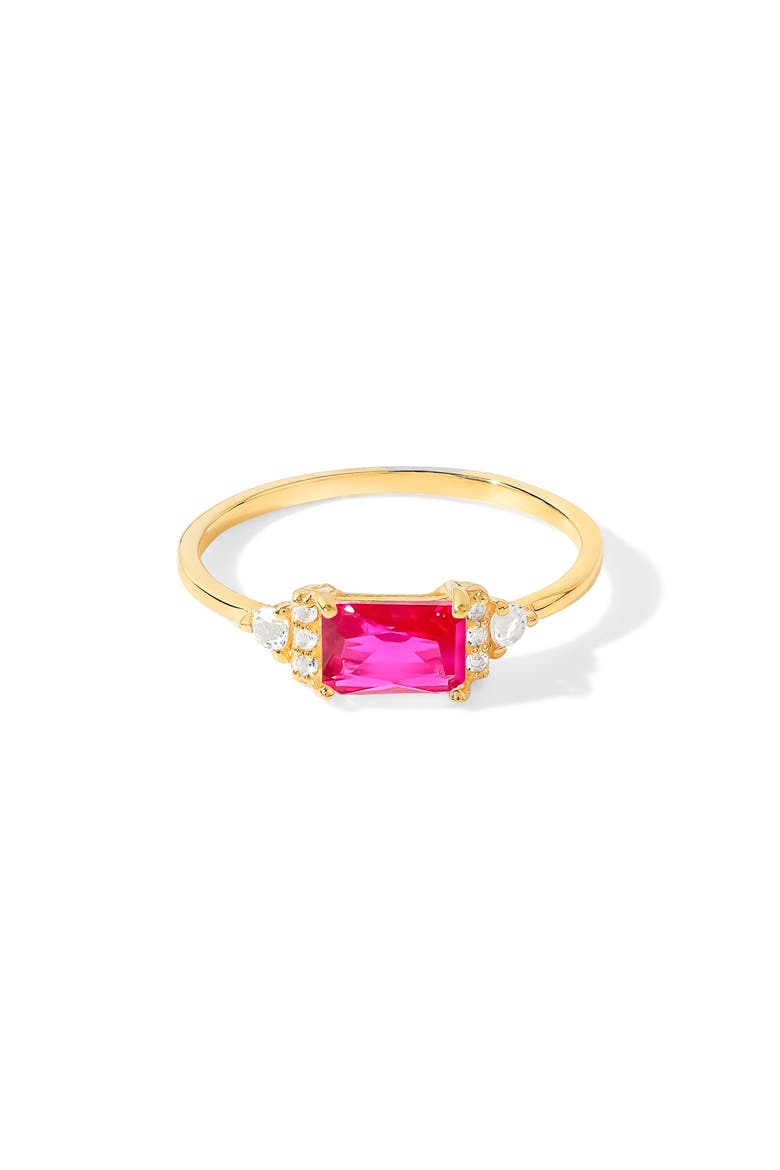 Baguette & Round Mix Gemstone Ring, Alternate, color, PINK