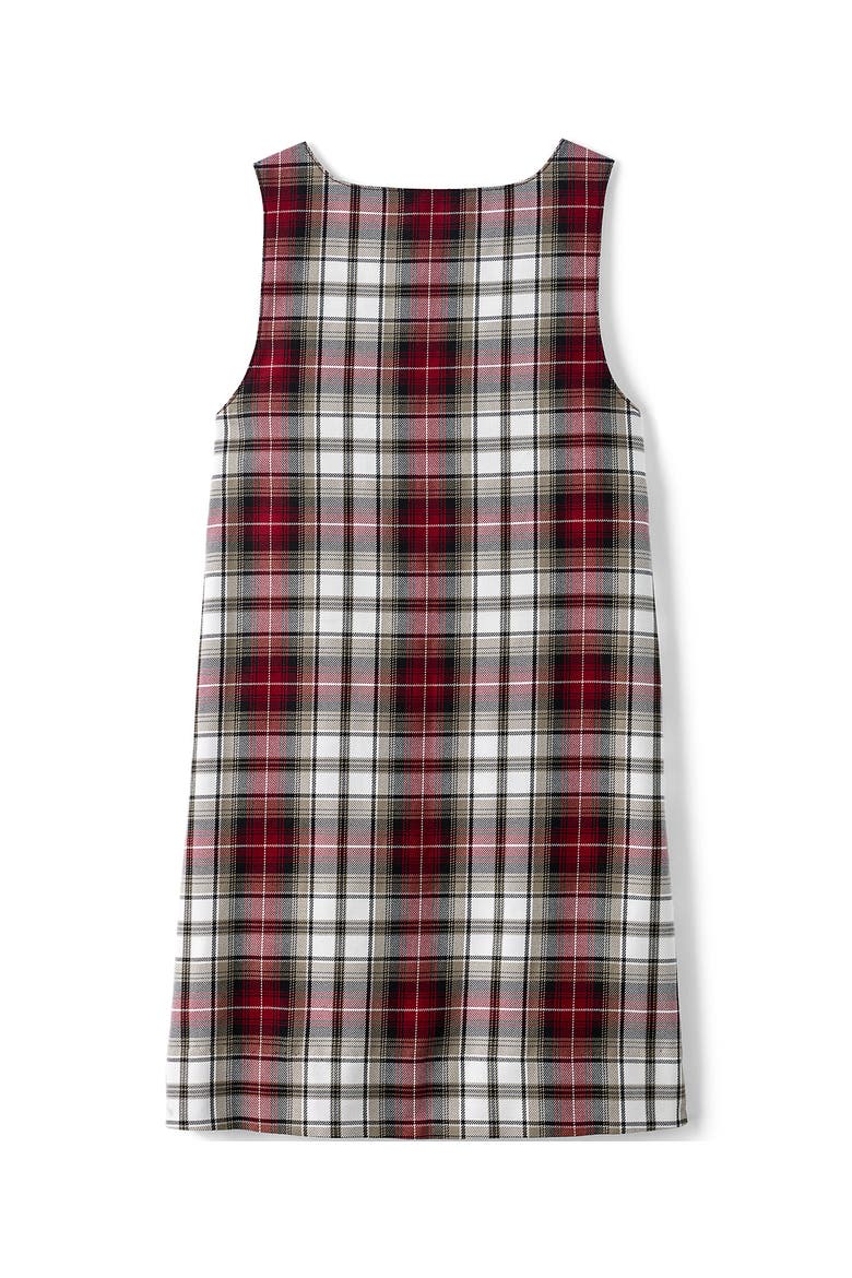 Girls Plaid Button Shoulder Patch Pocket Jumper, Alternate, color, Garnet/Khaki Plaid