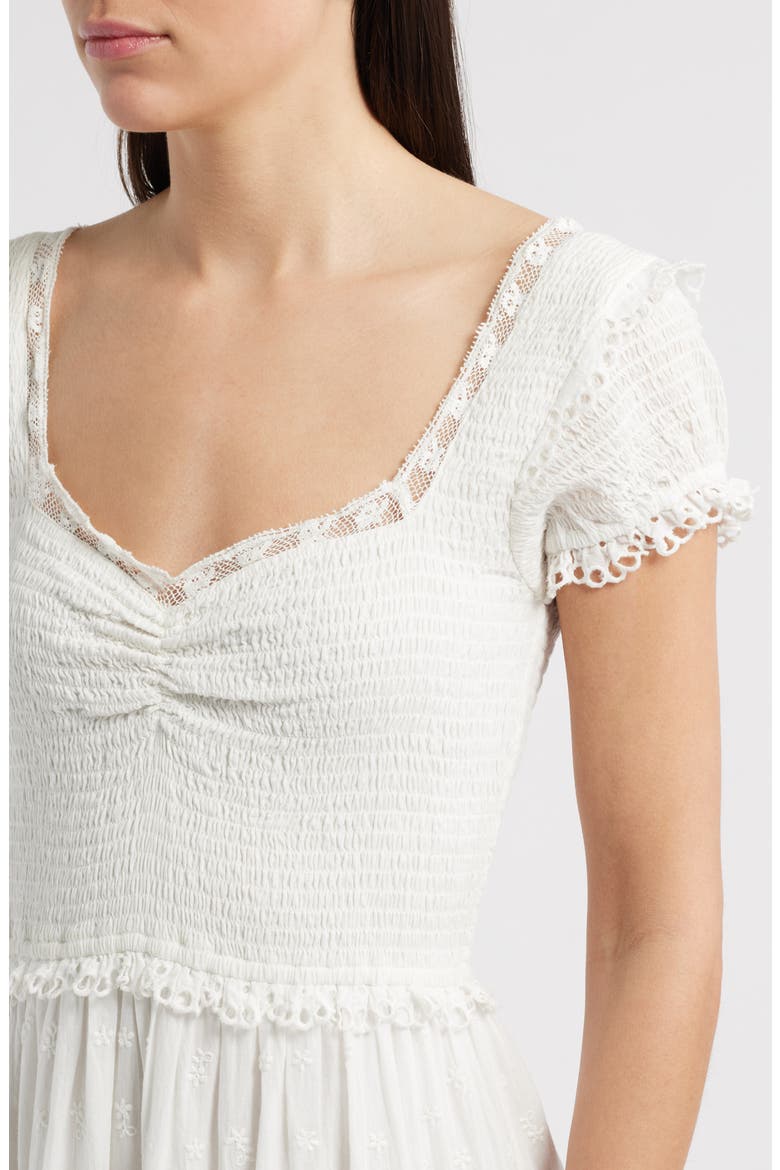 Bisolet Lace Trim Tiered Sundress, Alternate, color, OPTIC WHITE