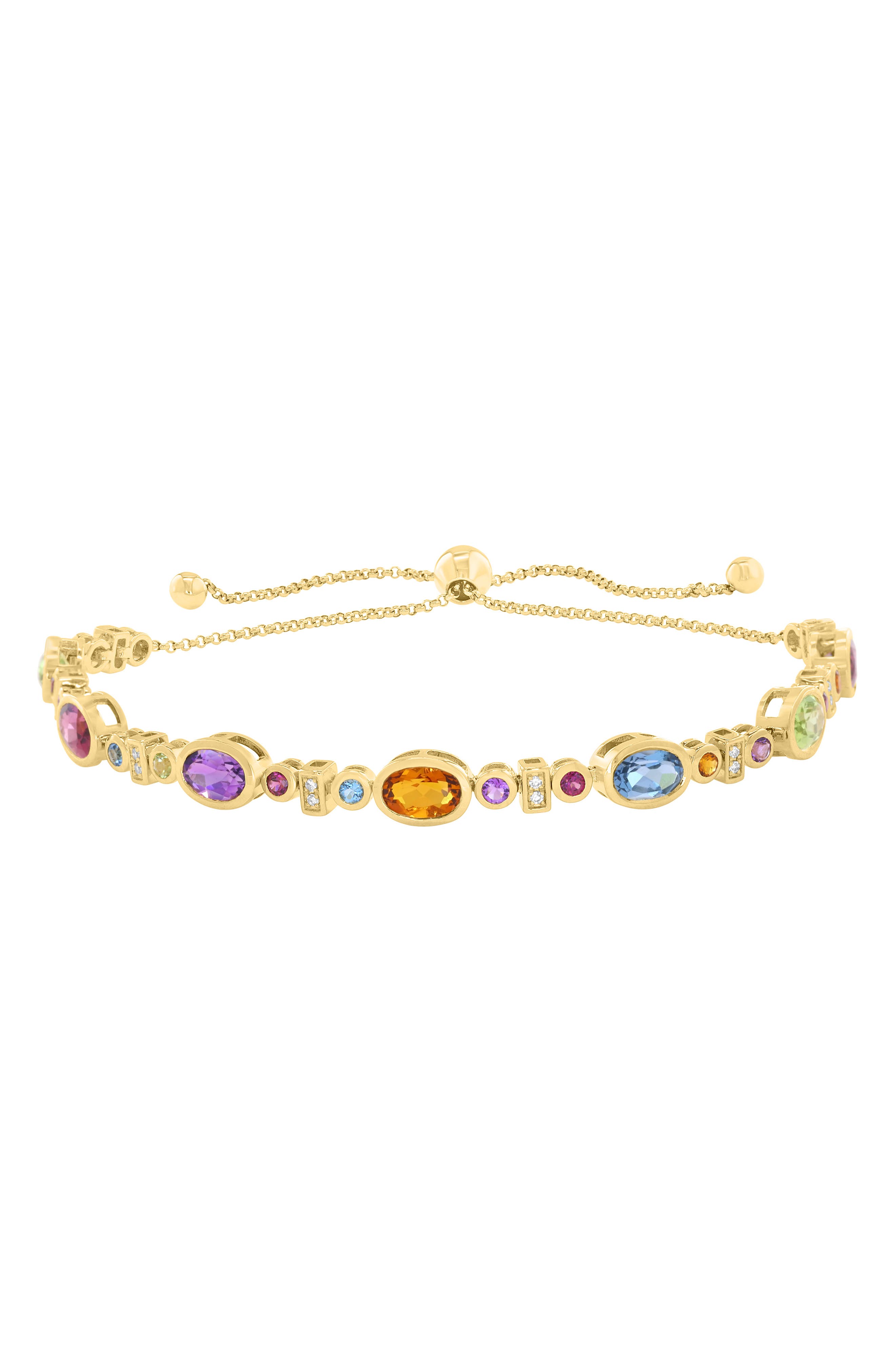 Semiprecious Stone & Diamond Slider Bracelet