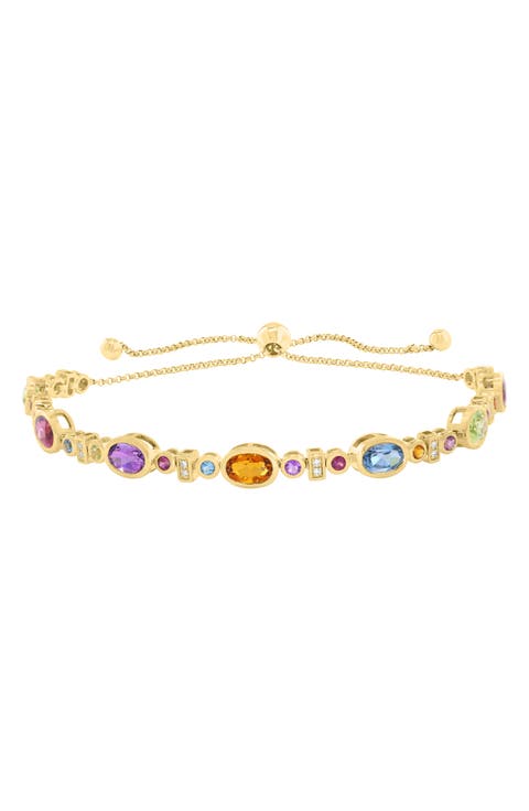 Semiprecious Stone & Diamond Slider Bracelet