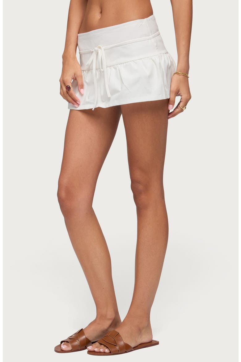Yelena Ruffle Drawstring Miniskirt, Alternate, color, CREAM