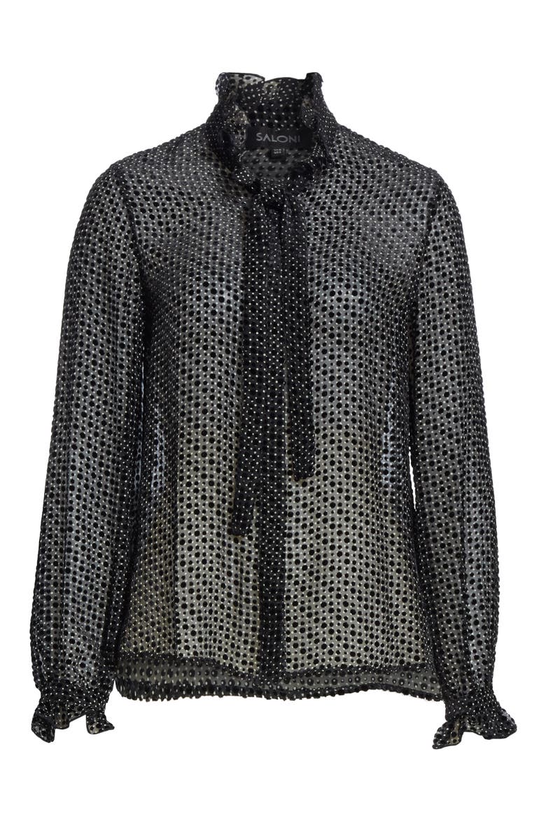 Emile Polka Dot Fil Coupé Top, Alternate, color, BLACK DOTTY