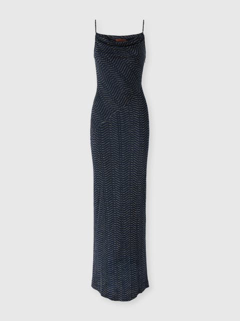 Long Viscose Lamé Dress With Hood