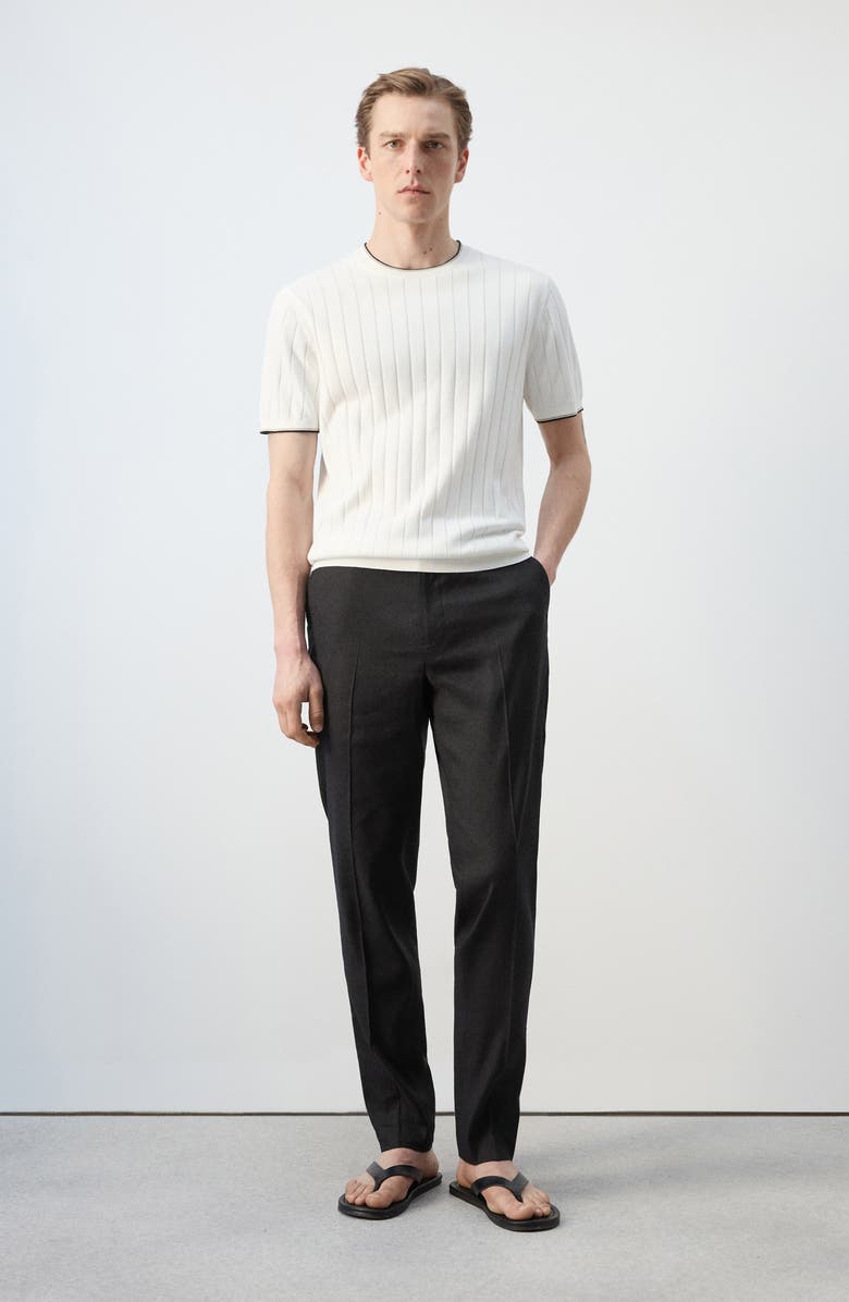 MANGO Rib Crewneck Shirt, Alternate, color, Off White