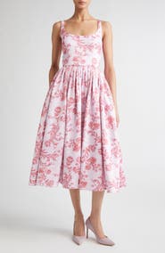 Emilia Wickstead Eglantine Belted Cotton Poplin Fit & Flare Dress