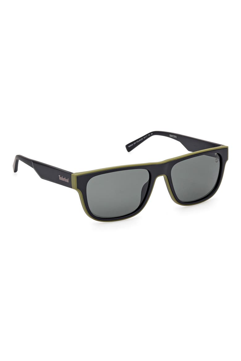 56mm Sunglasses, Alternate, color, MATTE BLACK / GREEN POLARIZED