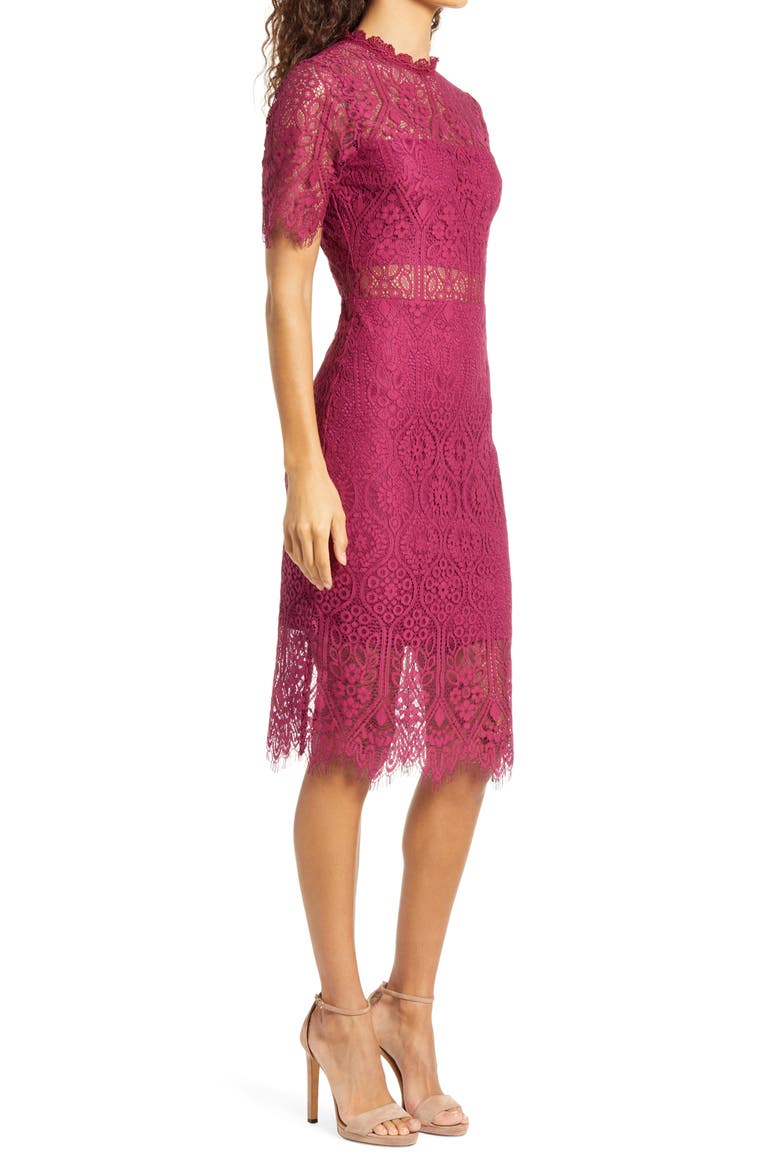 Remarkable Lace Cocktail Dress, Alternate, color, BURGUNDY