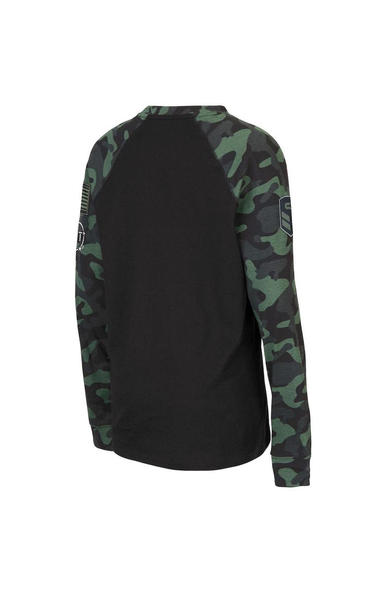 COLOSSEUM Youth Colosseum Black/Camo Virginia Tech Hokies OHT Military Appreciation Raglan Long Sleeve T-Shirt, Alternate, color, 